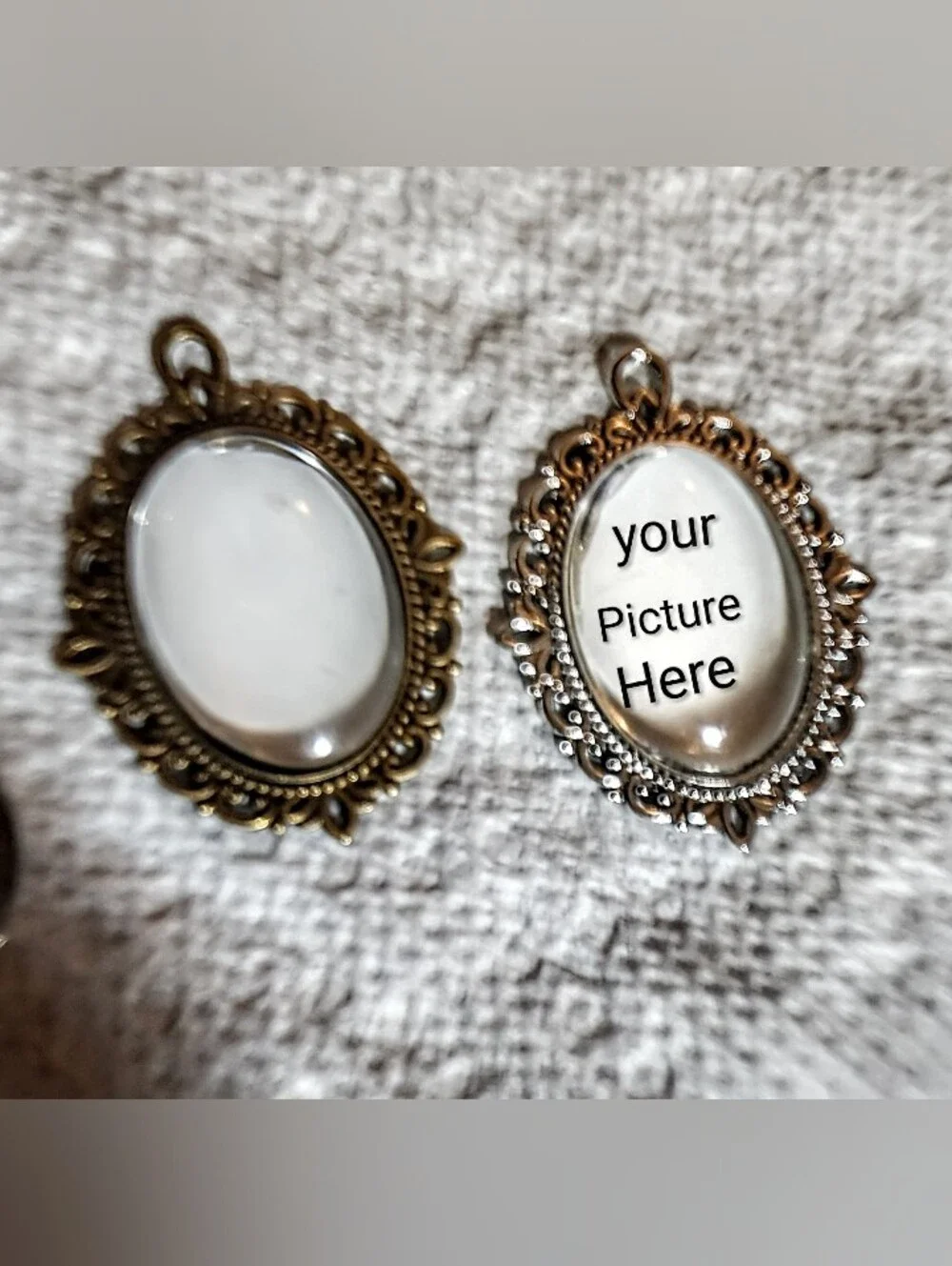Photo Frame Pendant Necklace Blanks - Gold & Silver Bezel Cabochon Settings